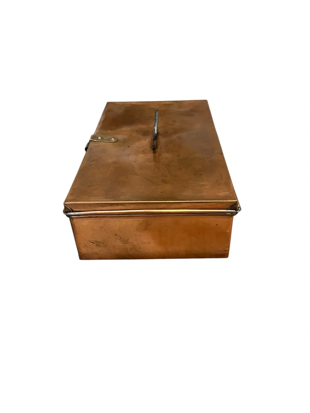VTG Copper Storage Box Hinged Lid Latch Closure Brass Hardware Weathered Patina